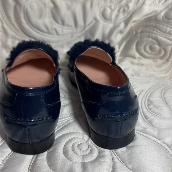Navy Loafers with Fur Detail - Picture 3 of 5